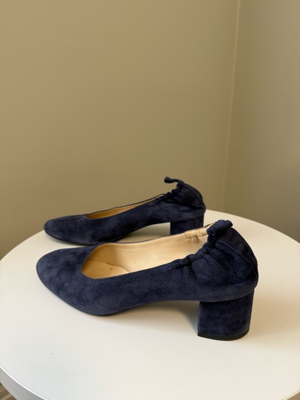 Everlane Day Heel Navy Suede Block Heel Pumps Size 9 Work Office